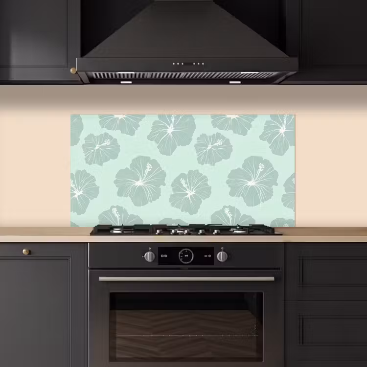 Bloemen - Hibiscus - Mint keuken achterwand spatscherm middel 899 -sfeer1