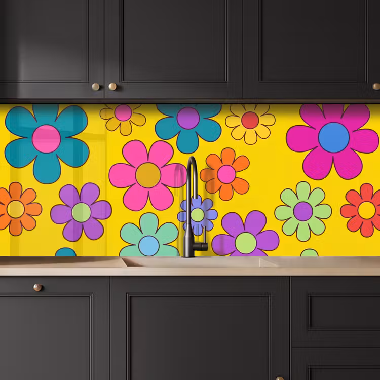 Bloemen - Illustratie - Kleurrijk keuken achterwand 2 middel -sfeer1