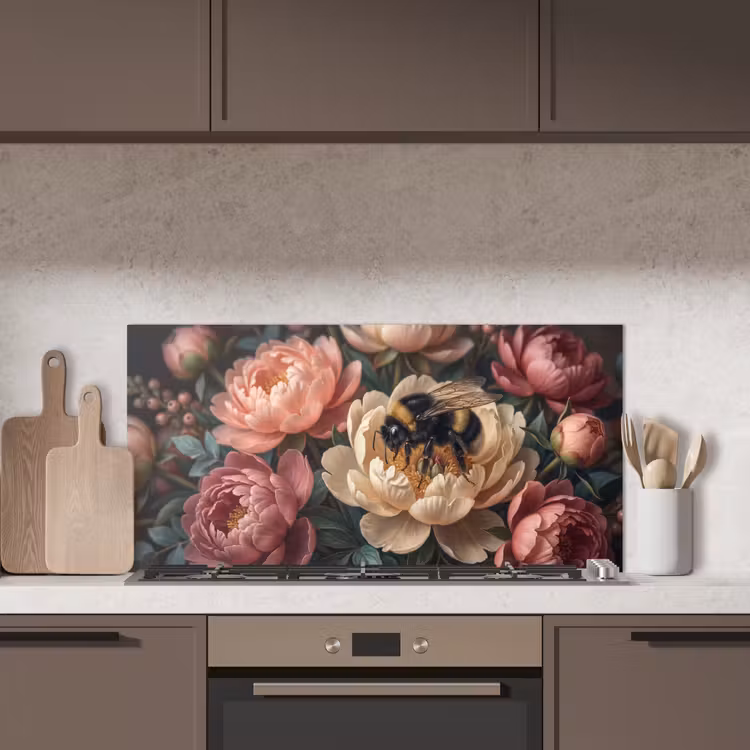 Bloemen - Insect - Natuur - Roze keuken achterwand spatscherm middel -sfeer2