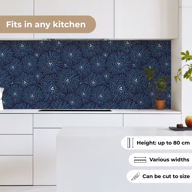 Bloemen - Japans - Patroon - Blauw - Wit keuken achterwand 2 middel 871 -sfeer4_UK