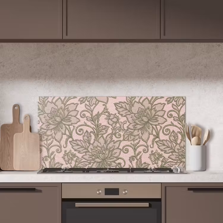 Bloemen - Kant - Patroon - Klassiek - Groen keuken achterwand spatscherm middel -sfeer2