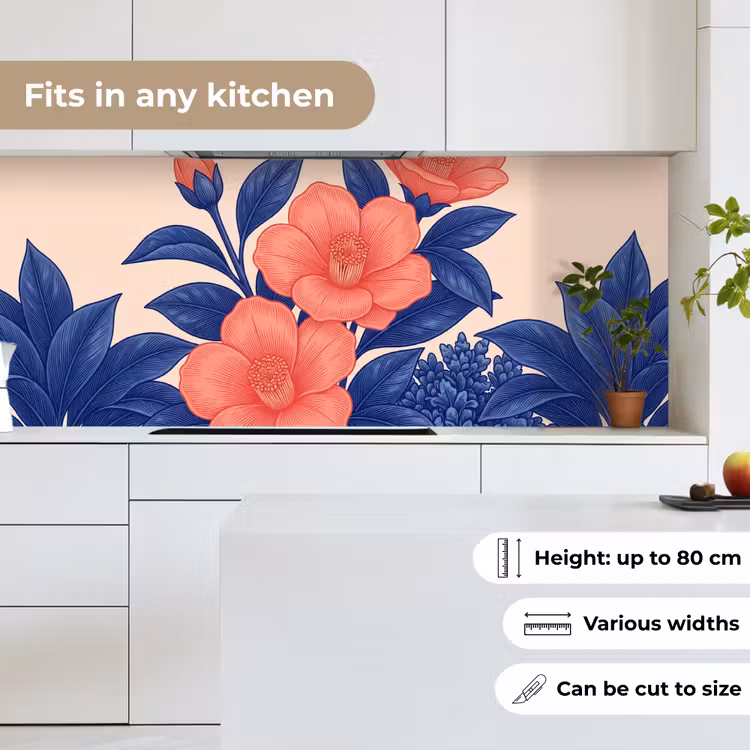 Kitchen Wall Splashback - Flowers - Leaves - Botanical - Bloemen - Bladeren - Botanisch keuken achterwand 2 middel
