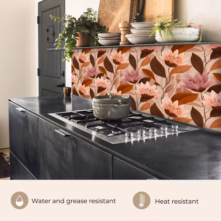 Bloemen - Bladeren - Bruin keuken achterwand 2 groot 857 -usp_EN