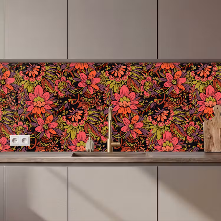 Bloemen - Bladeren - Design keuken achterwand 2 middel 871 zz_3dshopping