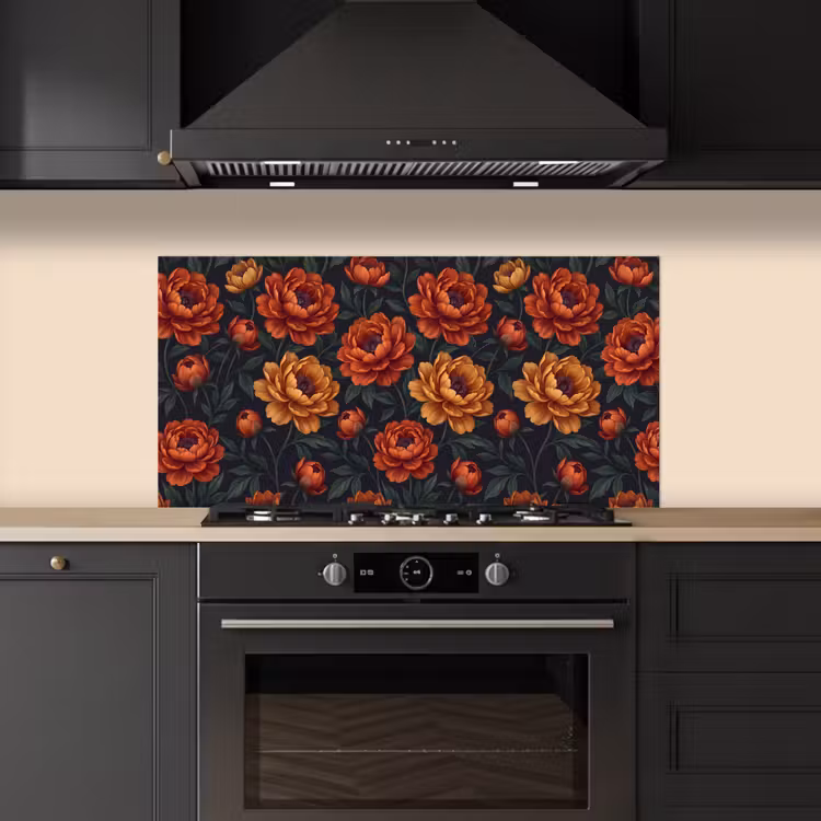 Bloemen - Bladeren - Natuur - Modern - Oranje keuken achterwand spatscherm middel -sfeer1