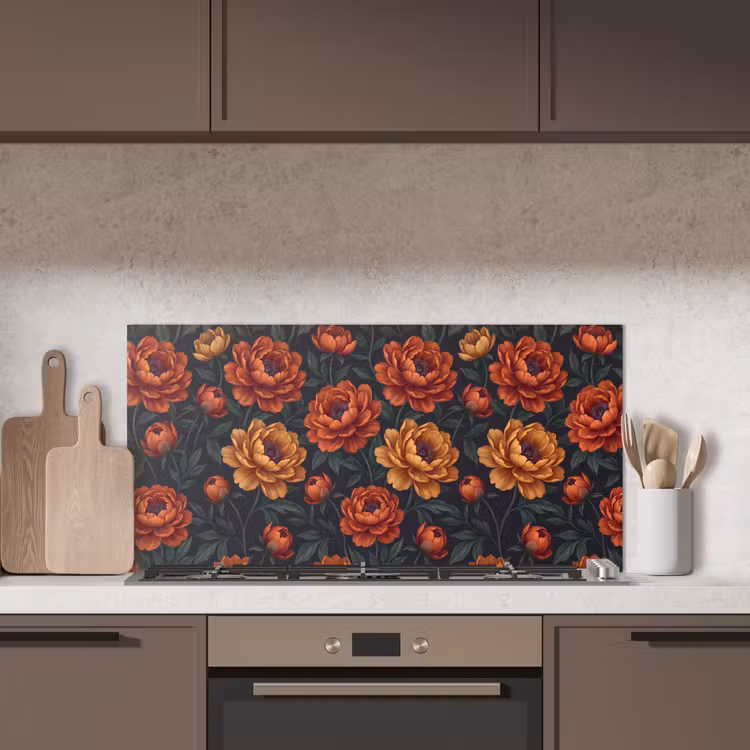 Bloemen - Bladeren - Natuur - Modern - Oranje keuken achterwand spatscherm middel -sfeer2