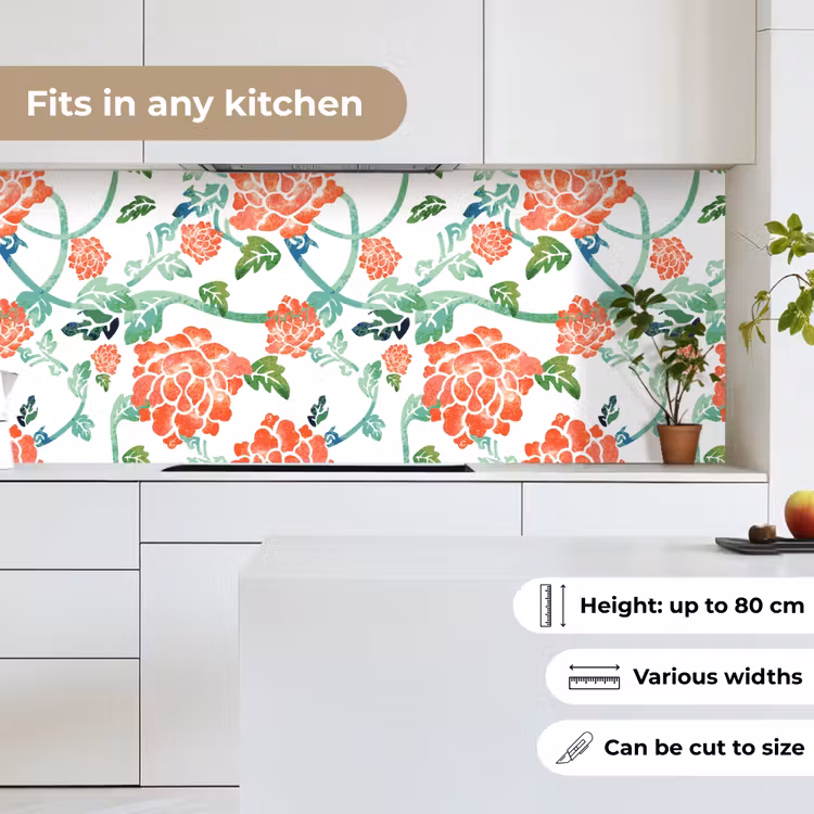 Bloemen - Bladeren - Patronen - Waterverf keuken achterwand 2 middel 871 -sfeer4_UK