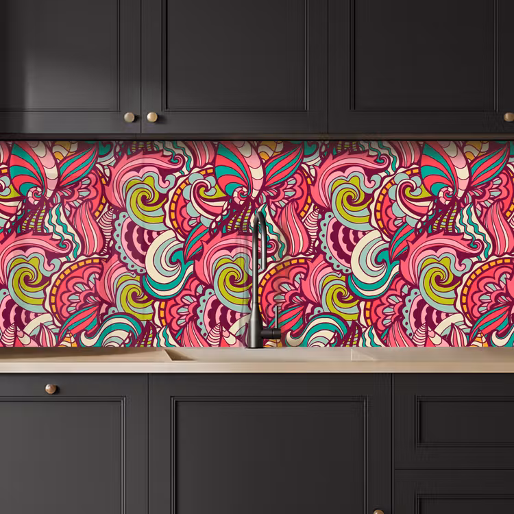 Bloemen - Bladeren - Regenboog - Hippie - Design keuken achterwand 2 middel 871 -sfeer1