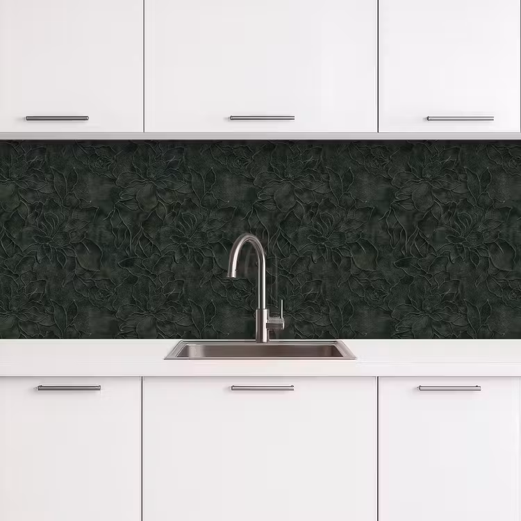 Bloemen - Lijnen - Groen keuken achterwand 2 groot 857 -3d