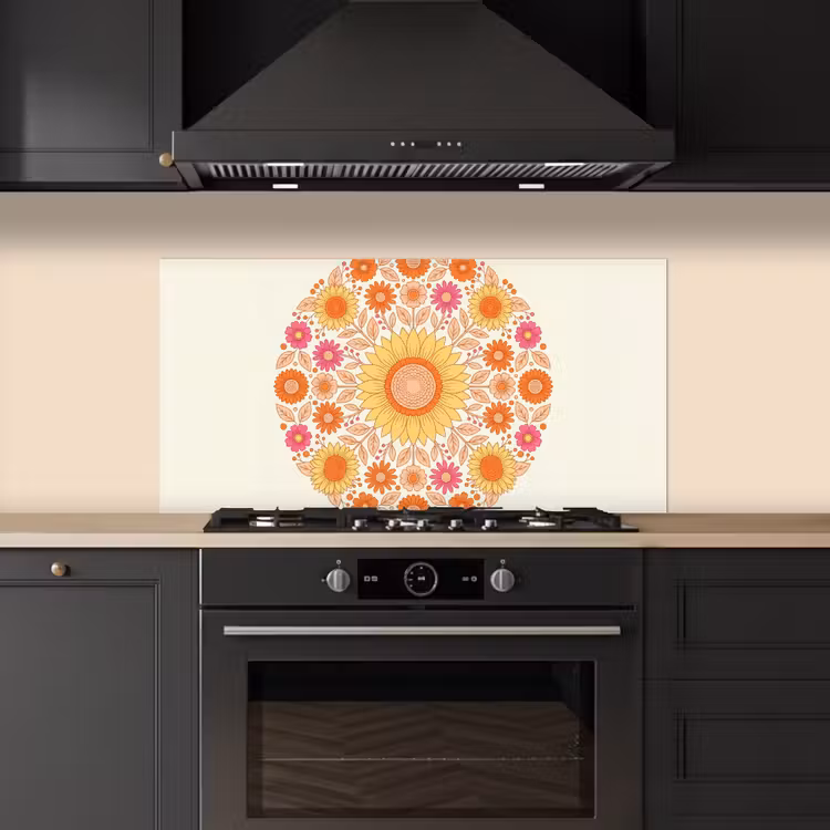 Bloemen - Mandala - Patroon - Kleurrijk keuken achterwand spatscherm middel -sfeer1