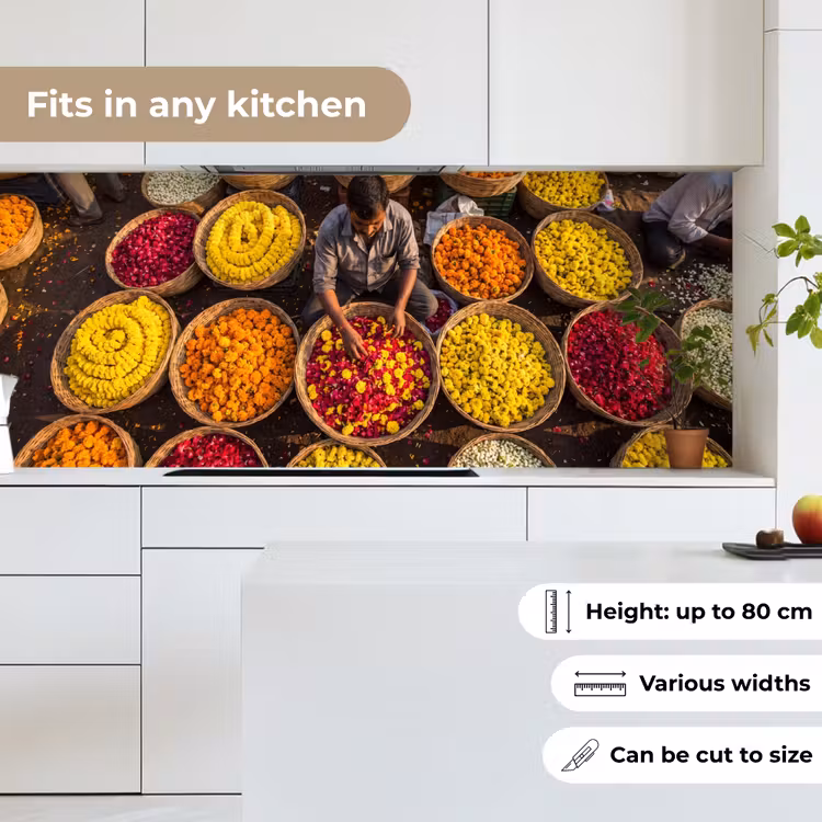 Kitchen Wall Splashback - Flowers - Market - Colorful - Bloemen - Markt - Kleurrijk keuken achterwand 2 middel