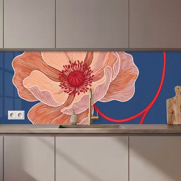 Kitchen Wall Splashback - Flowers - Modern - Abstract - Bloemen - Modern - Abstract keuken achterwand 2 middel zz_3dshopping
