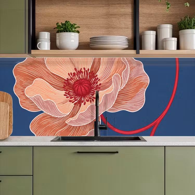 Kitchen Wall Splashback - Flowers - Modern - Abstract - Bloemen - Modern - Abstract keuken achterwand 2 middel