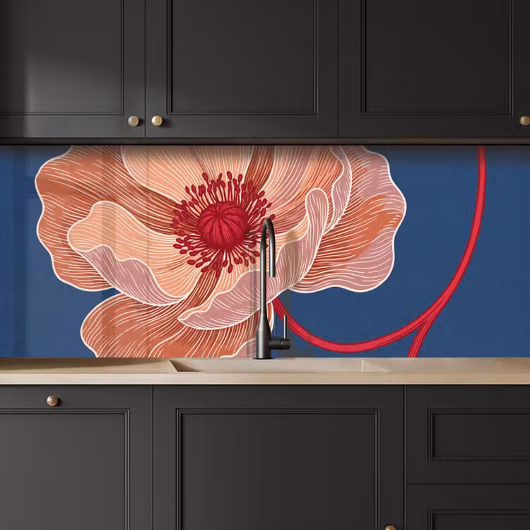 Kitchen Wall Splashback - Flowers - Modern - Abstract - Bloemen - Modern - Abstract keuken achterwand 2 middel