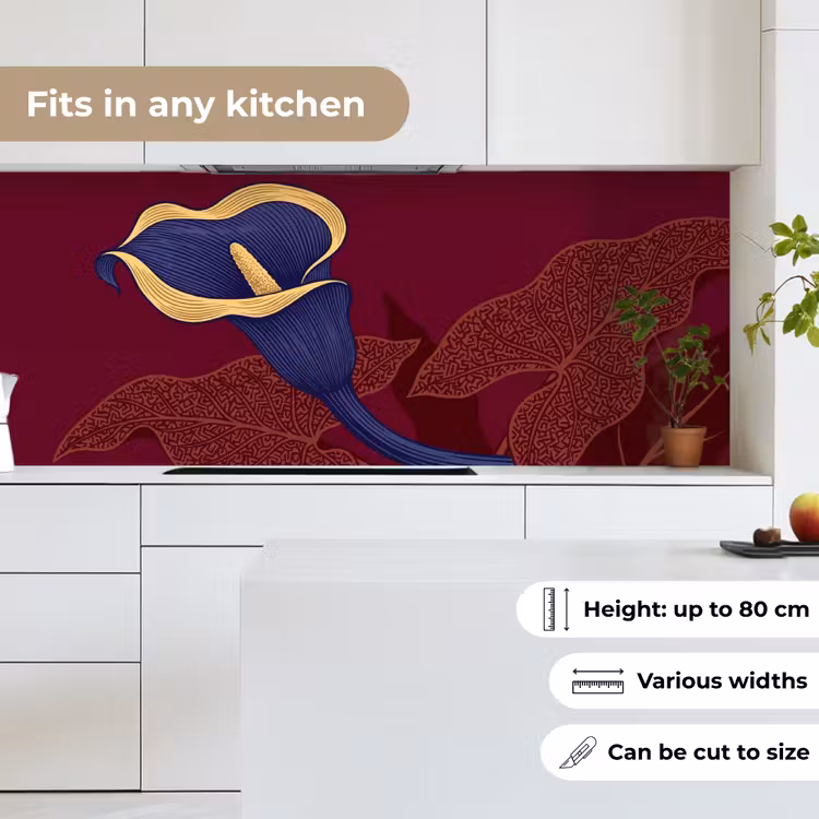 Kitchen Wall Splashback - Flowers - Modern - Purple - Bloemen - Modern - Paars keuken achterwand 2 middel