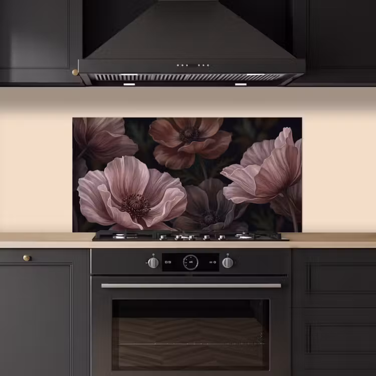 Bloemen - Natuur - Roze - Donker - Modern keuken achterwand spatscherm middel -sfeer1