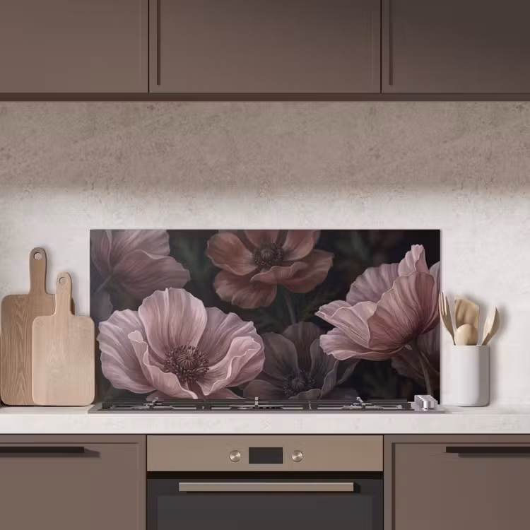 Bloemen - Natuur - Roze - Donker - Modern keuken achterwand spatscherm middel -sfeer2