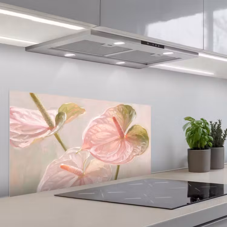 Bloemen - Pastel - Abstract - Natuur - Groen keuken achterwand spatscherm middel -3d_schuin
