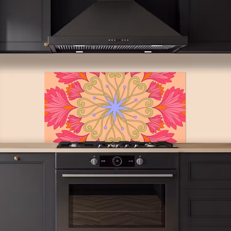 Bloemen - Patroon - Abstract - Roze - Decoratief keuken achterwand spatscherm middel -sfeer1