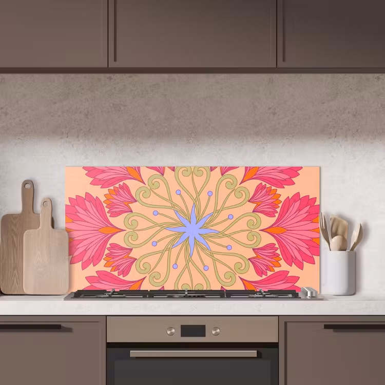 Bloemen - Patroon - Abstract - Roze - Decoratief keuken achterwand spatscherm middel -sfeer2