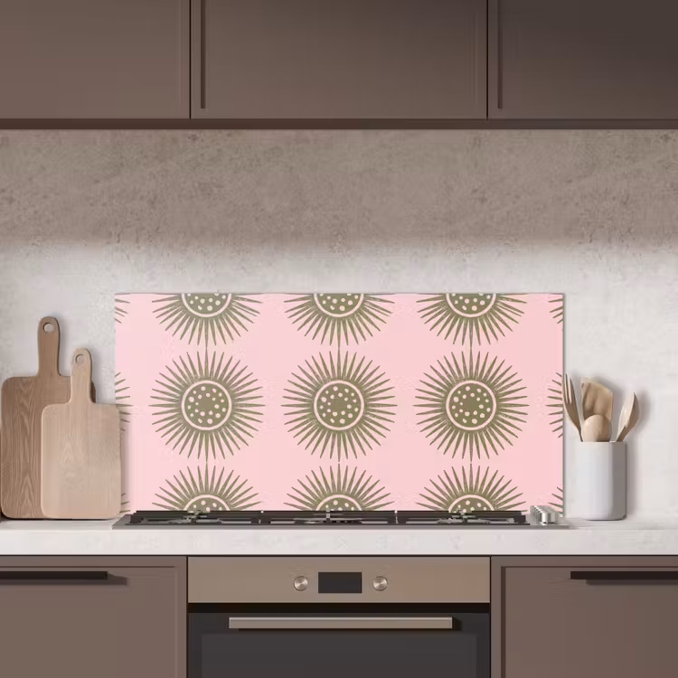 Bloemen - Patroon - Abstract - Roze - Groen keuken achterwand spatscherm middel -sfeer2