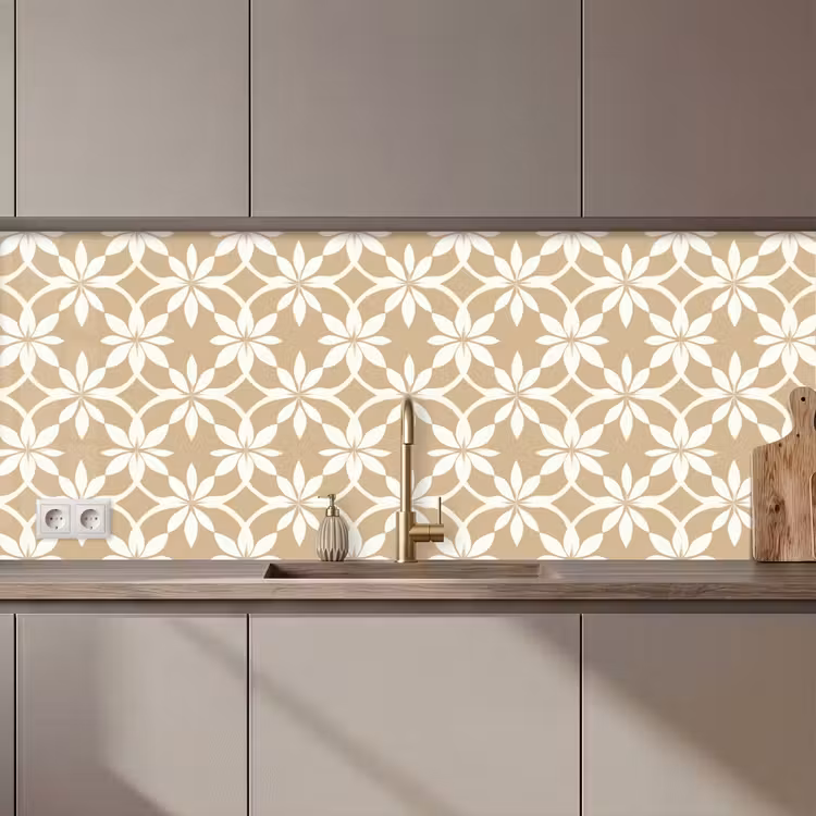 Bloemen - Patroon - Beige keuken achterwand 2 middel 871 zz_3dshopping