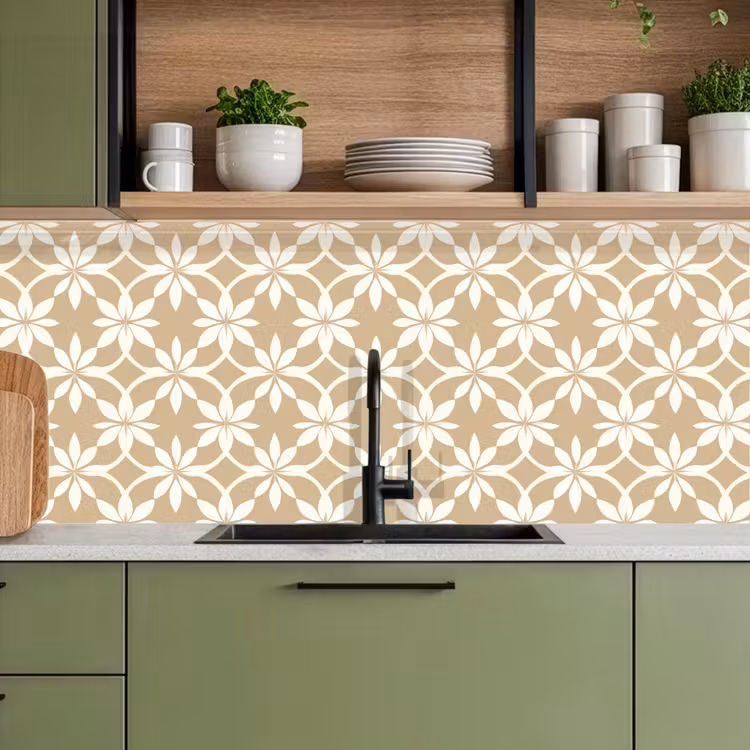 Bloemen - Patroon - Beige keuken achterwand 2 middel 871 -sfeer3