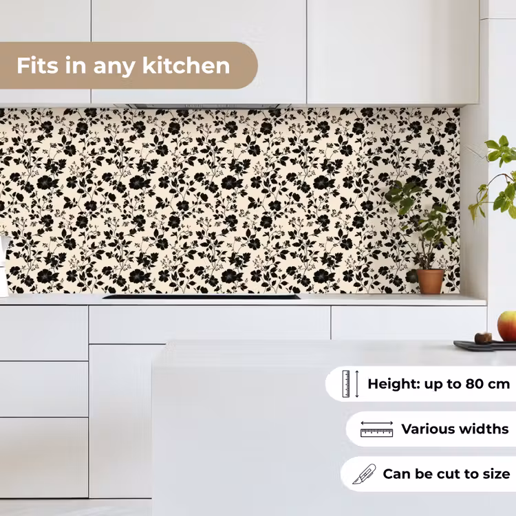 Bloemen - Dessin - Zwart keuken achterwand 2 middel 871 -sfeer4_UK