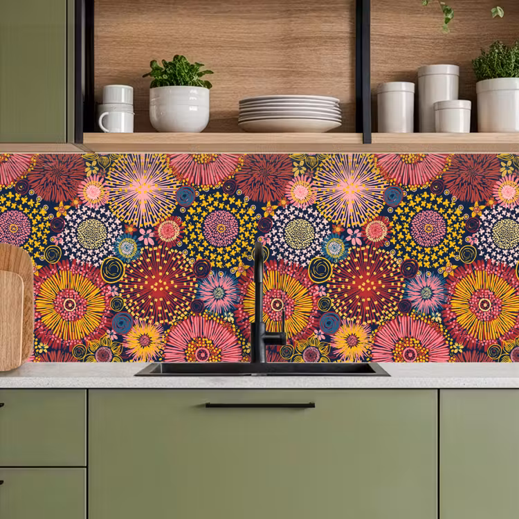 Bloemen - Patroon - Lijn keuken achterwand 2 middel 871 -sfeer3