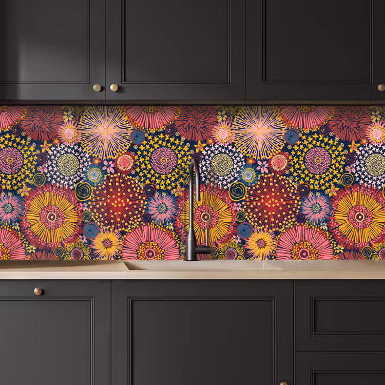 Bloemen - Patroon - Lijn keuken achterwand 2 middel 871 -sfeer1