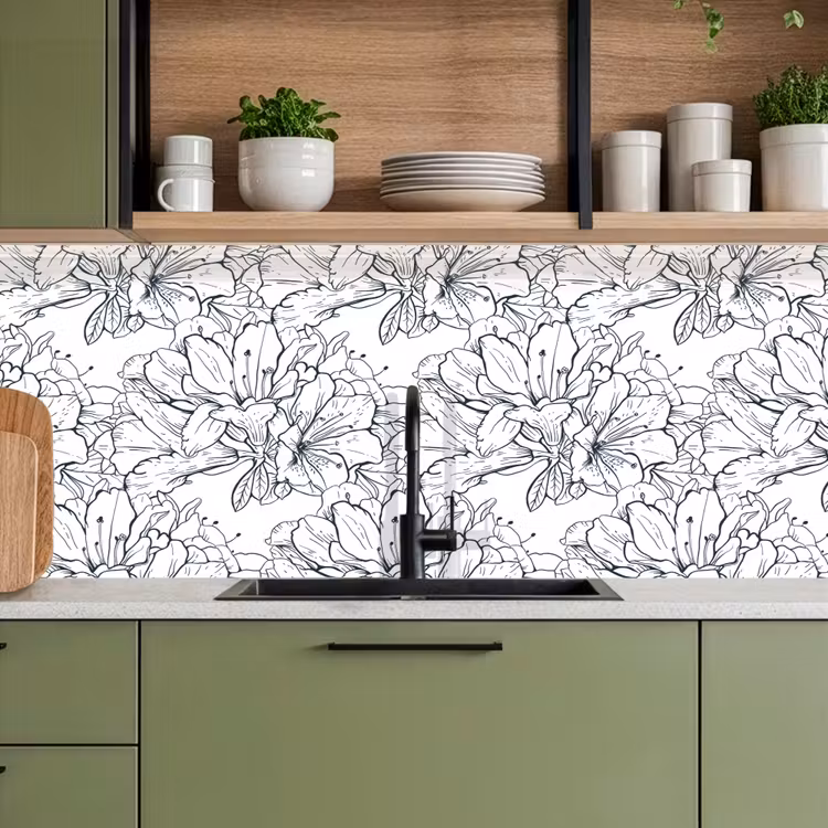 Bloemen - Patroon - Lijn keuken achterwand 2 middel 871 -sfeer3