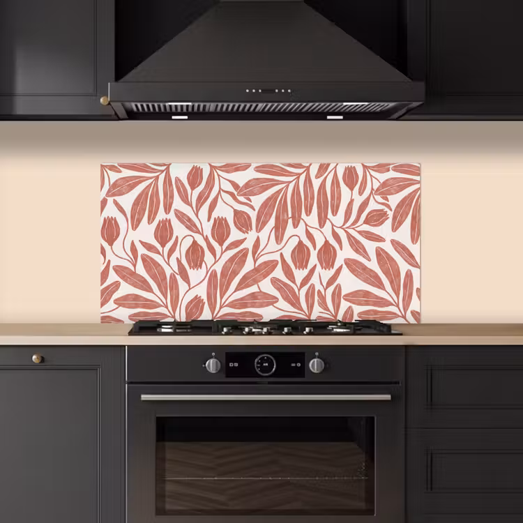 Bloemen - Patroon - Modern - Natuur - Bruin keuken achterwand spatscherm middel -sfeer1