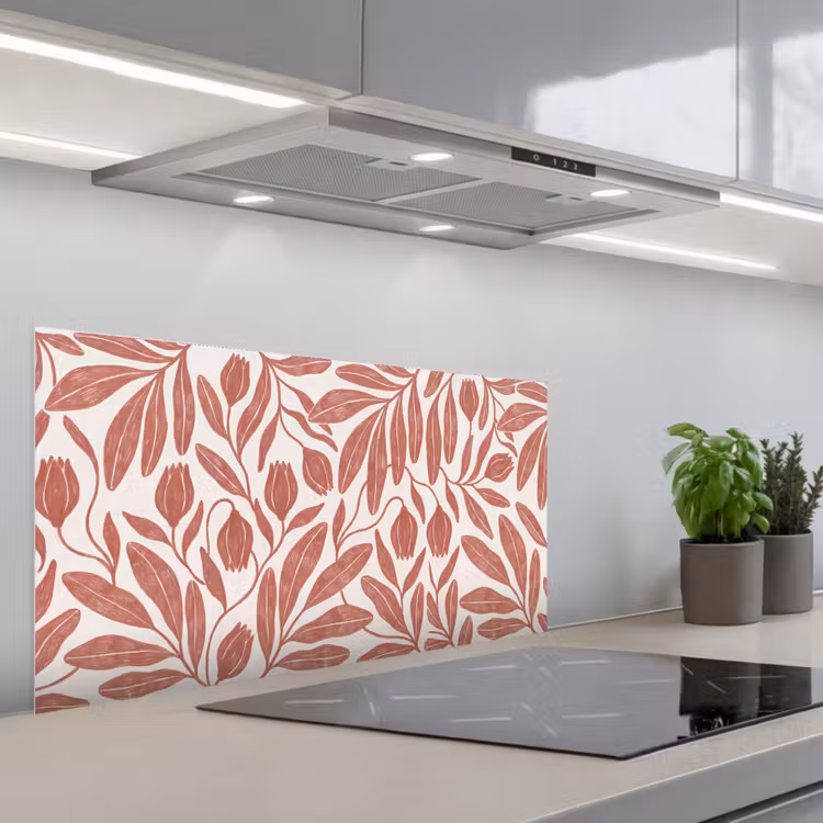 Bloemen - Patroon - Modern - Natuur - Bruin keuken achterwand spatscherm middel -3d_schuin
