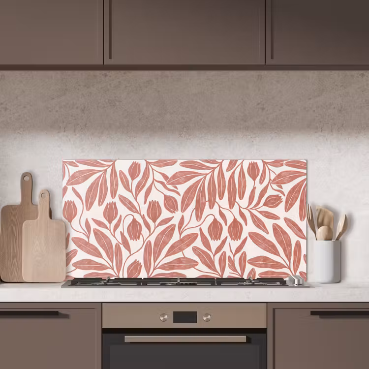 Bloemen - Patroon - Modern - Natuur - Bruin keuken achterwand spatscherm middel -sfeer2