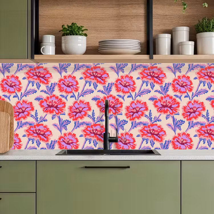 Bloemen - Patroon - Meerkleurig keuken achterwand 2 middel 871 -sfeer3