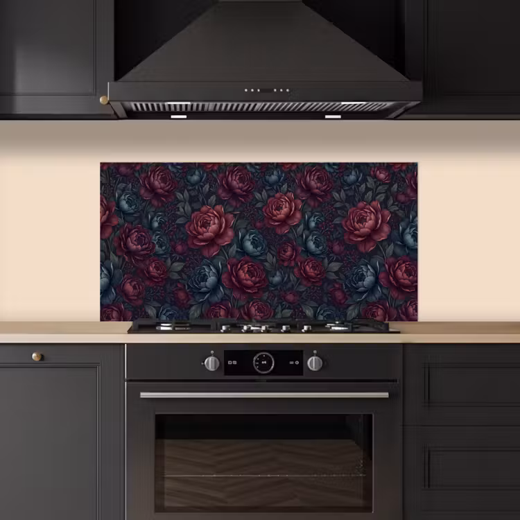 Bloemen - Patroon - Natuur - Klassiek - Donker keuken achterwand spatscherm middel -sfeer1