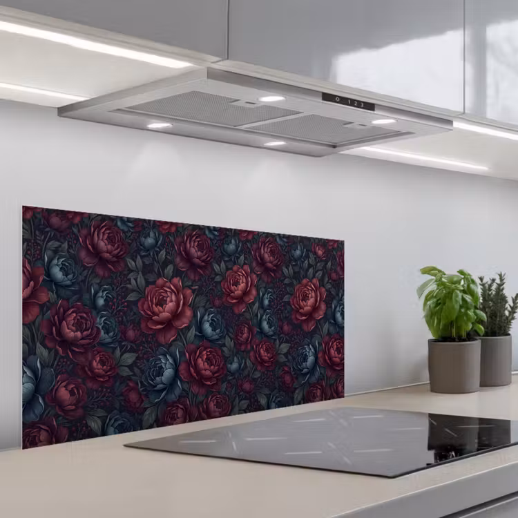 Bloemen - Patroon - Natuur - Klassiek - Donker keuken achterwand spatscherm middel -3d_schuin