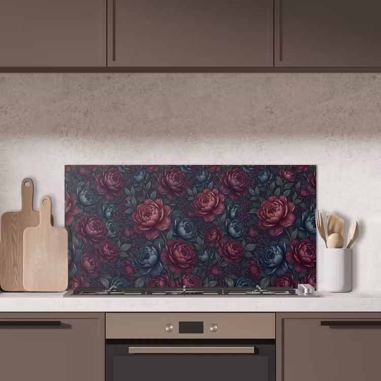 Bloemen - Patroon - Natuur - Klassiek - Donker keuken achterwand spatscherm middel -sfeer2