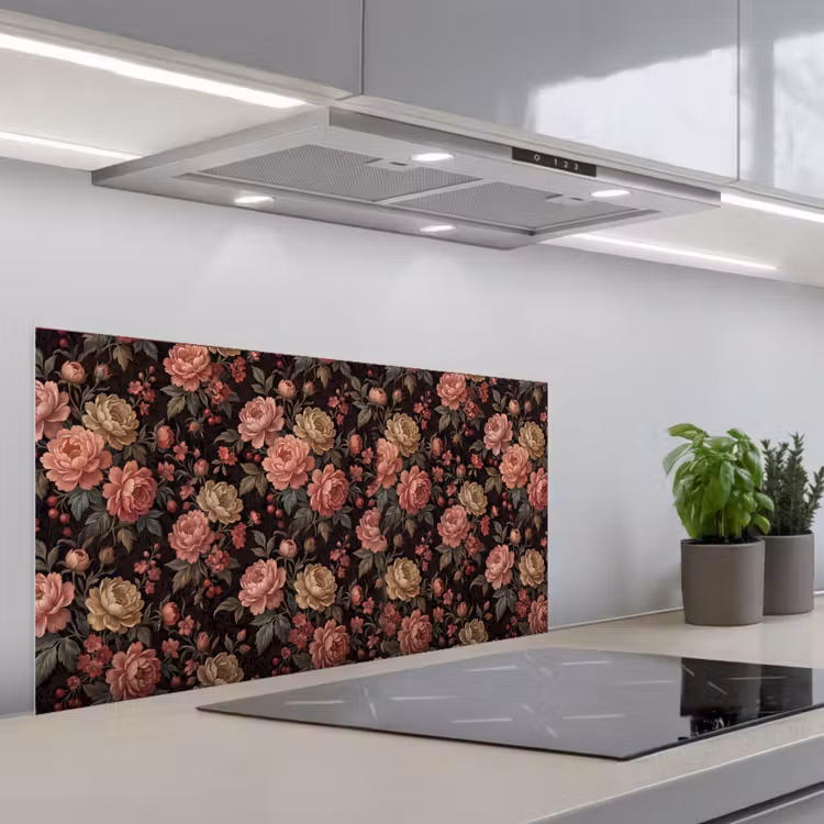 Bloemen - Patroon - Natuur - Vintage - Roze keuken achterwand spatscherm middel -3d_schuin