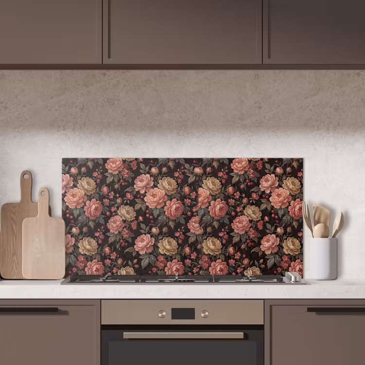 Bloemen - Patroon - Natuur - Vintage - Roze keuken achterwand spatscherm middel -sfeer2