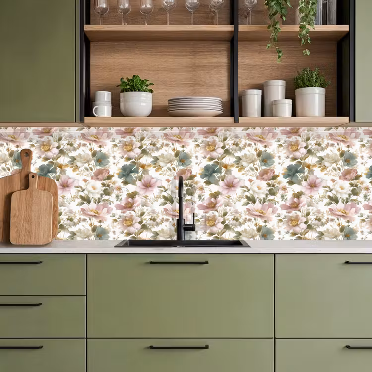 Bloemen - Patroon - Pastel keuken achterwand 2 groot 857 -sfeer3
