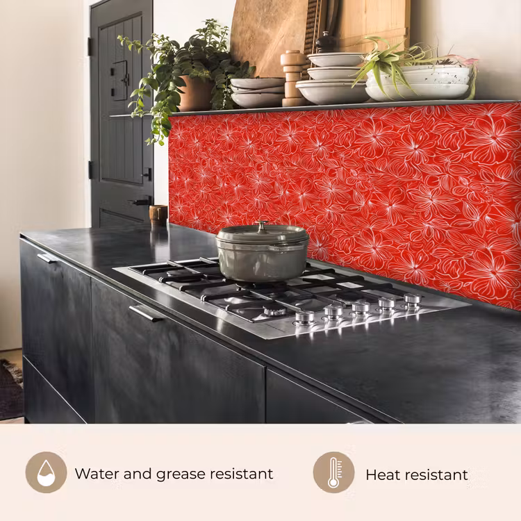 Bloemen - Patroon - Rood keuken achterwand 2 groot 857 -usp_EN