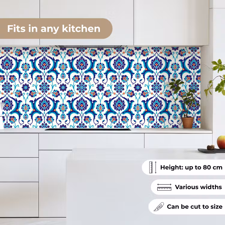 Bloemen - Patronen - Blauw keuken achterwand 2 middel 871 -sfeer4_UK