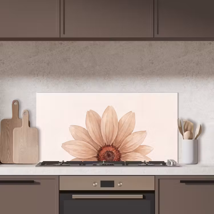 Bloemen - Bloemblad - Natuur - Aquarel - Beige keuken achterwand spatscherm middel -sfeer2