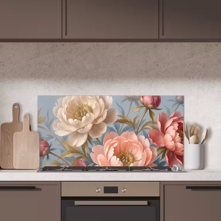 Bloemen - Roze - Beige - Modern - Natuur keuken achterwand spatscherm middel -sfeer2