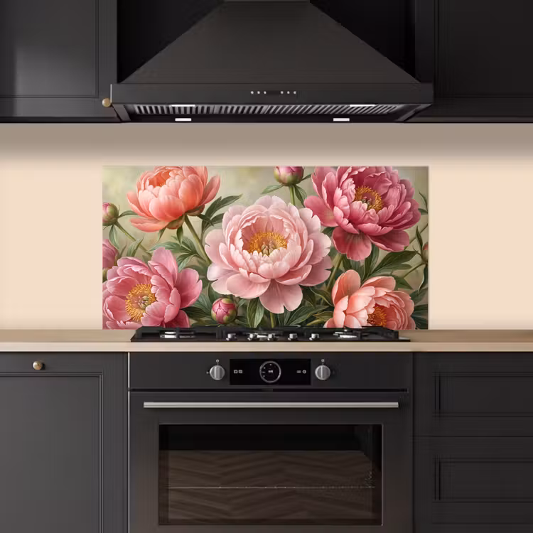 Bloemen - Roze - Klassiek - Gedetailleerd - Natuur keuken achterwand spatscherm middel -sfeer1