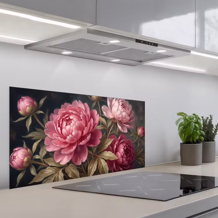 Bloemen - Roze - Klassiek - Natuur keuken achterwand spatscherm middel -3d_schuin