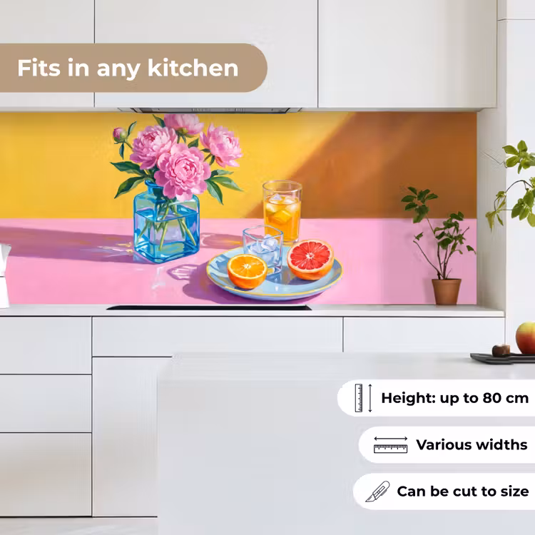 Kitchen Wall Splashback - Flowers - Pink - Modern - Bloemen - Roze - Modern keuken achterwand 2 middel