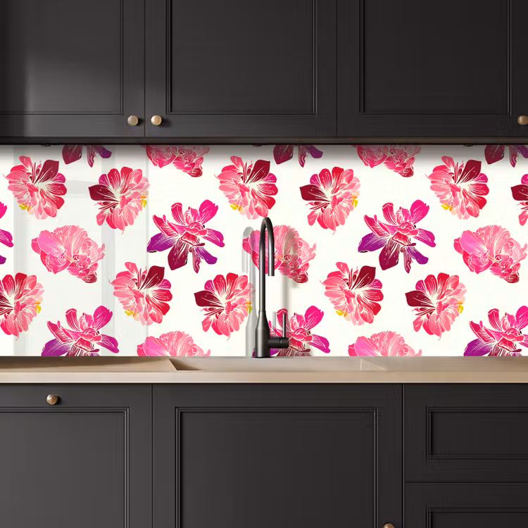 Bloemen - Roze - Patroon keuken achterwand 2 middel 871 -sfeer1