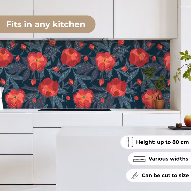 Bloemen - Rood - Bladeren - Patronen keuken achterwand 2 middel 871 -sfeer4_UK
